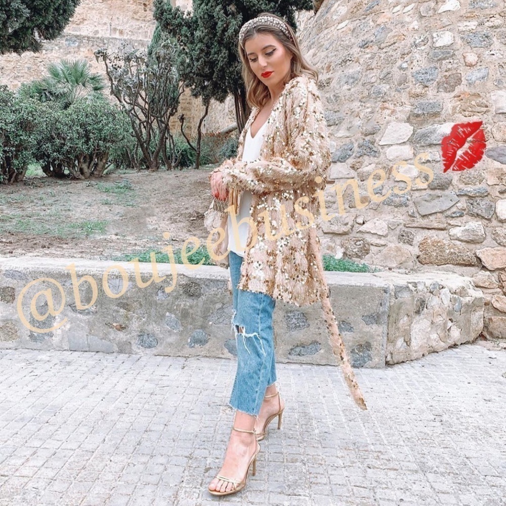 ZARA Fringing Sequinned Coat with Matching Belt